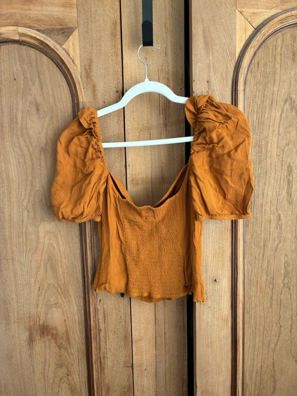 Wilfred Women's Puff-Sleeve Square Neck Top - Rust, Size Medium - Picture 3 of 3